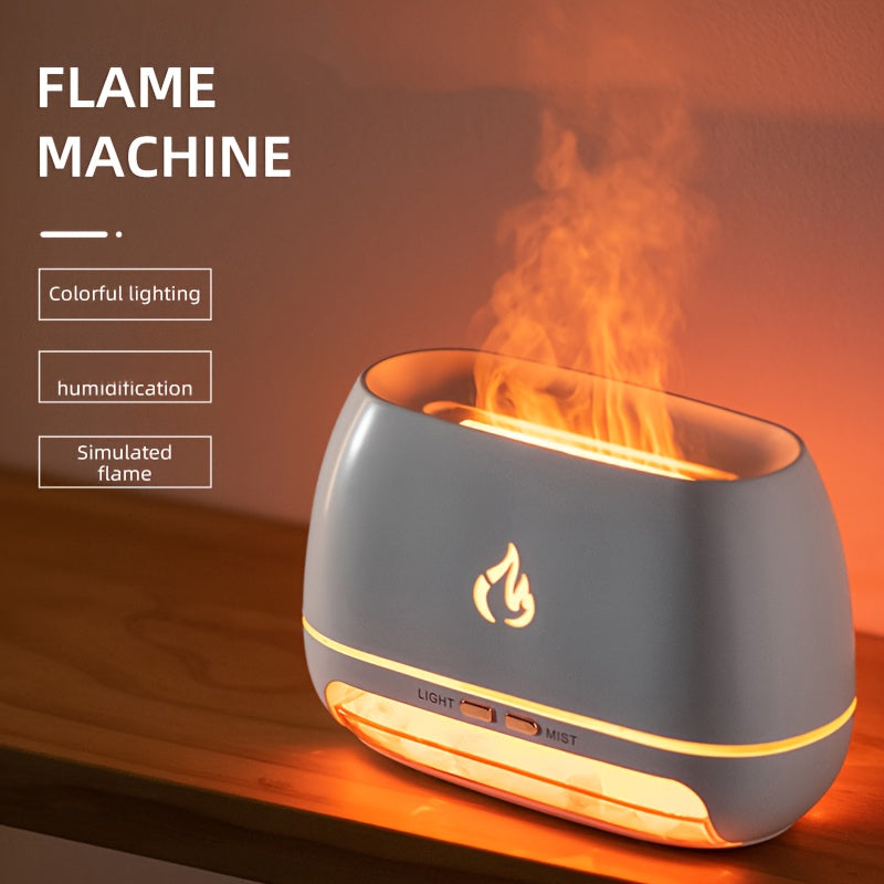 Portable Salt Stone Flame Air Humidifier 200ml USB Rechargeable Nightlight