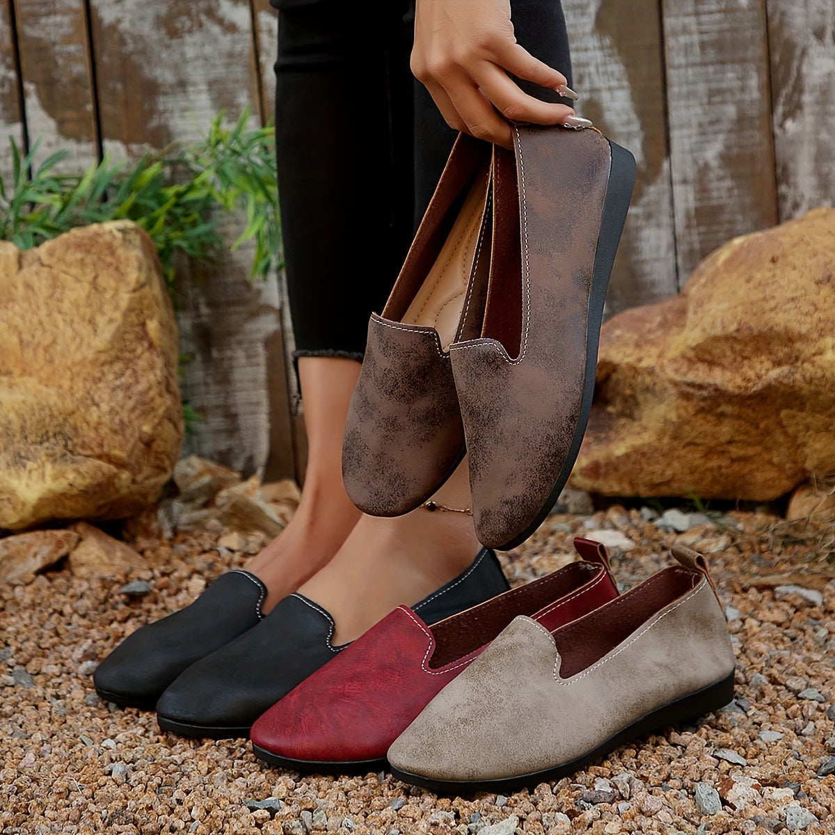 Women's Mary Jane Slip-On Shoes Faux Cover Breathable Fabric Rubber Sole