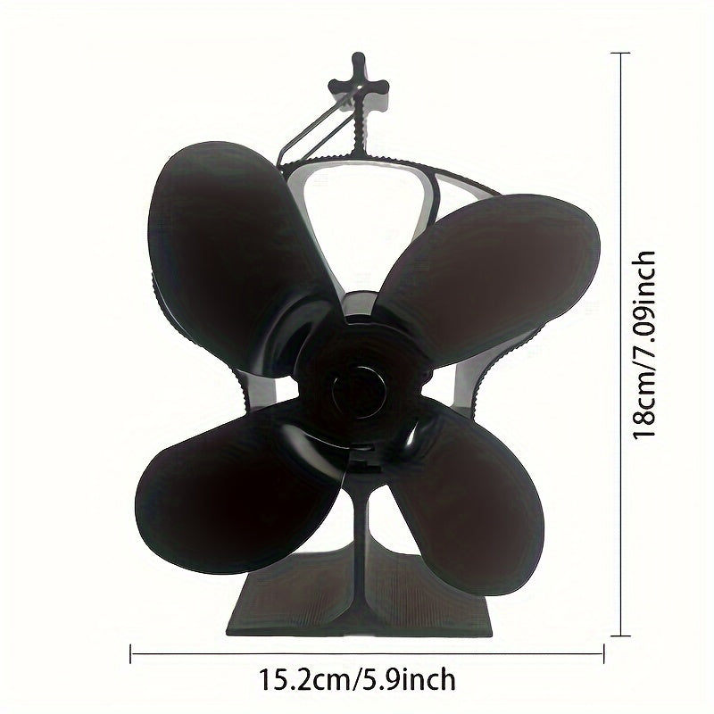 Mini Fireplace Fan 4-Blade Heat Powered Stove Fan for Wood Log Burners