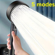 Water-Saving Hand Shower with 5 Modes Adjustable Spray Wall-Mounted Plastic Accessory