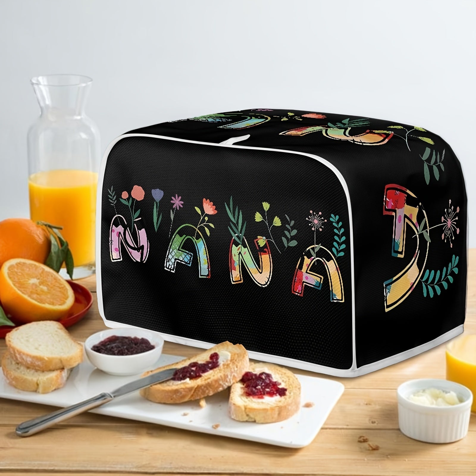2-Slice Wide Slot Toaster Cover with Letter Print Dustproof and Washable