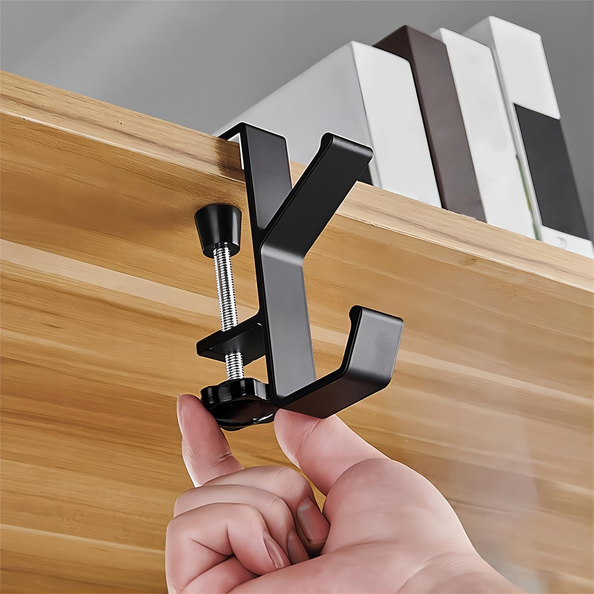 Adjustable Under-Desk Hook for Bags, High Load Capacity, Easy to Install