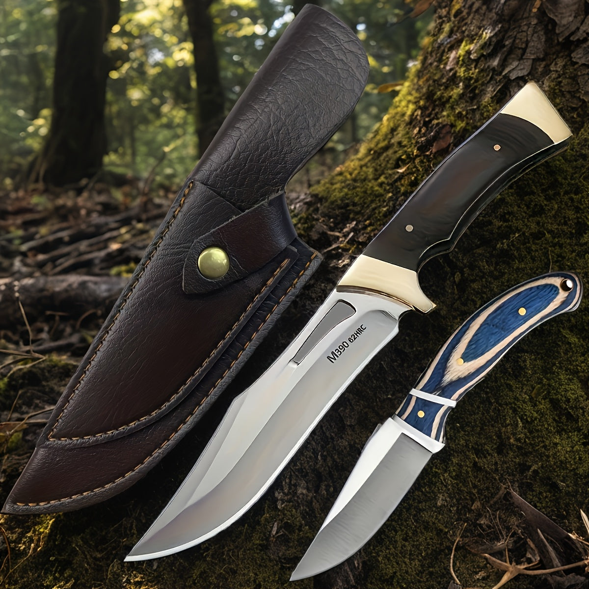 Portable Dual Knife Sheath for Camping Kitchen Fruit Knives Protective PU Cover