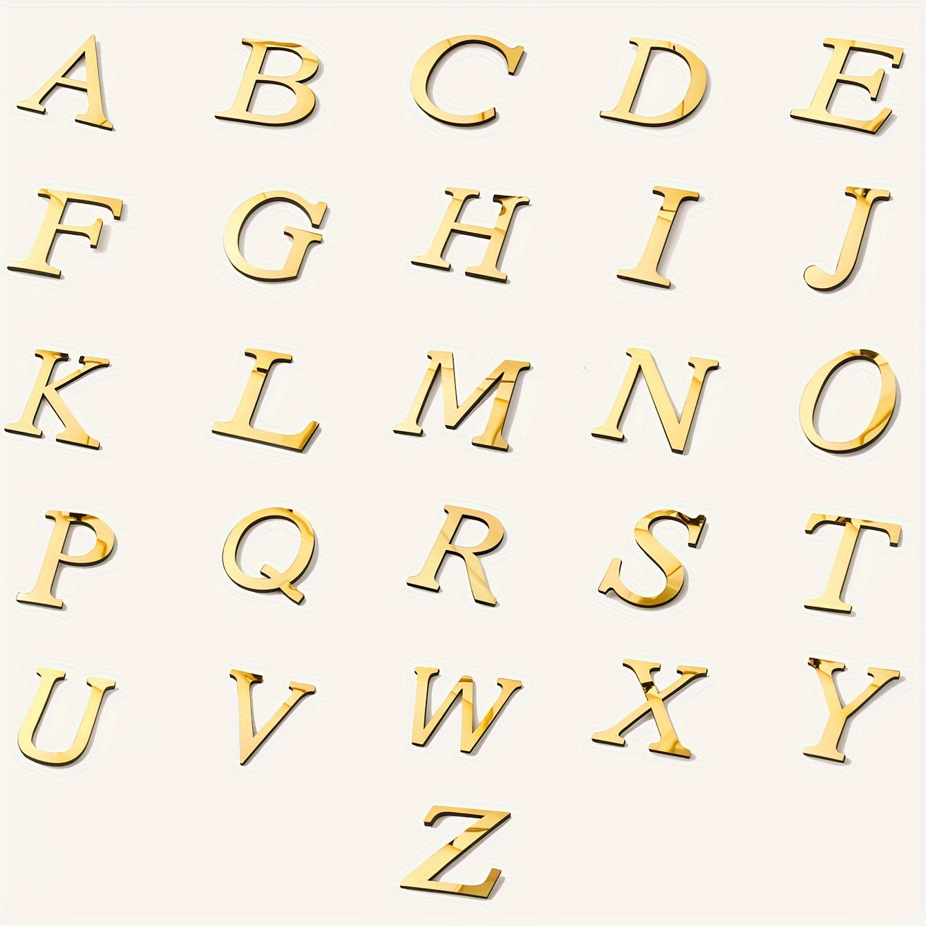 3D Acrylic Mirror Wall Decals Alphabet Stickers Gold Silver Self-Adhesive Modern Home Decor