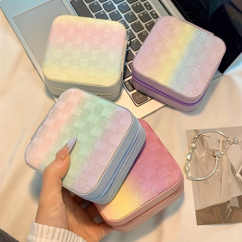 Caja de almacenamiento para joyas para pendientes, collares, anillos, pequeño organizador de viaje