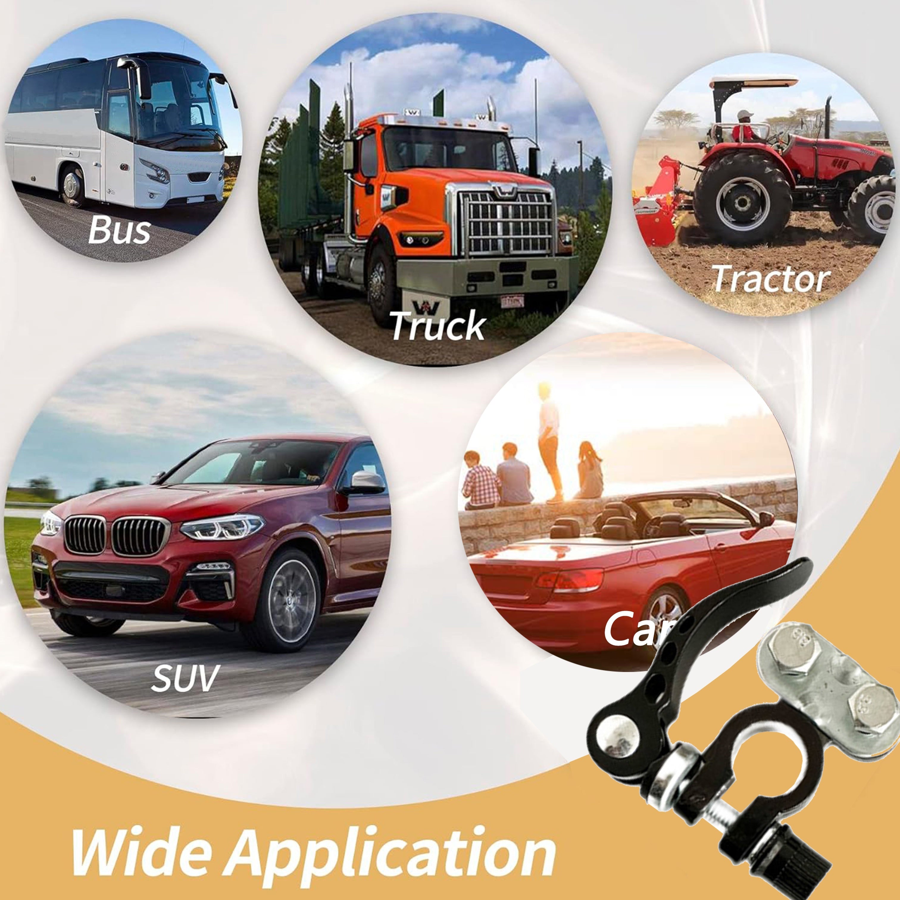 2-Pack Aluminum Alloy Car Battery Terminal Connectors Positive Negative Cable Ends