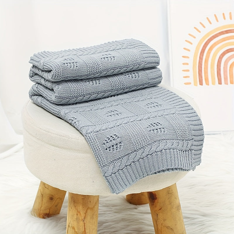 Геометрическое жаккардовое плед с листовым узором, дышащий с отверстиями, для дома, путешествий и кондиционирования воздуха в розовом, верблюжьем, зеленом и кофейном цветах