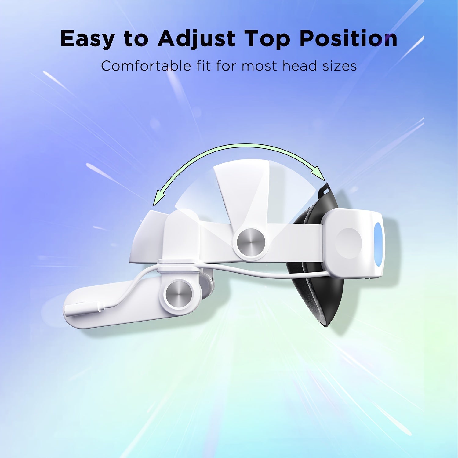 Adjustable VR Head Strap with 10000mAh Battery for Meta Quest 3S with RGB Lighting