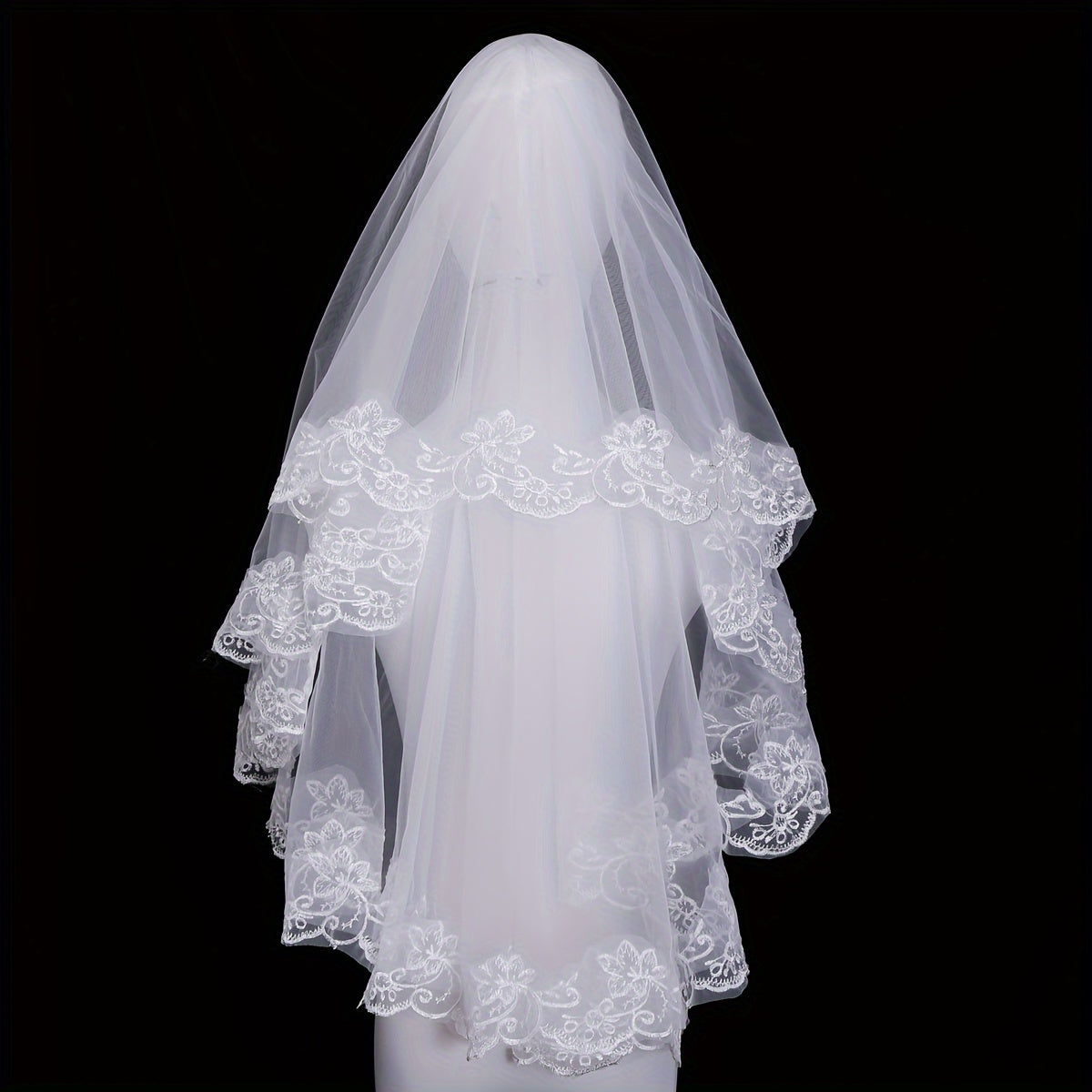 Toʻy va fotosuratlar uchun Bridal Veil Lenta Toʻqima Gul Mavzusi Polyester