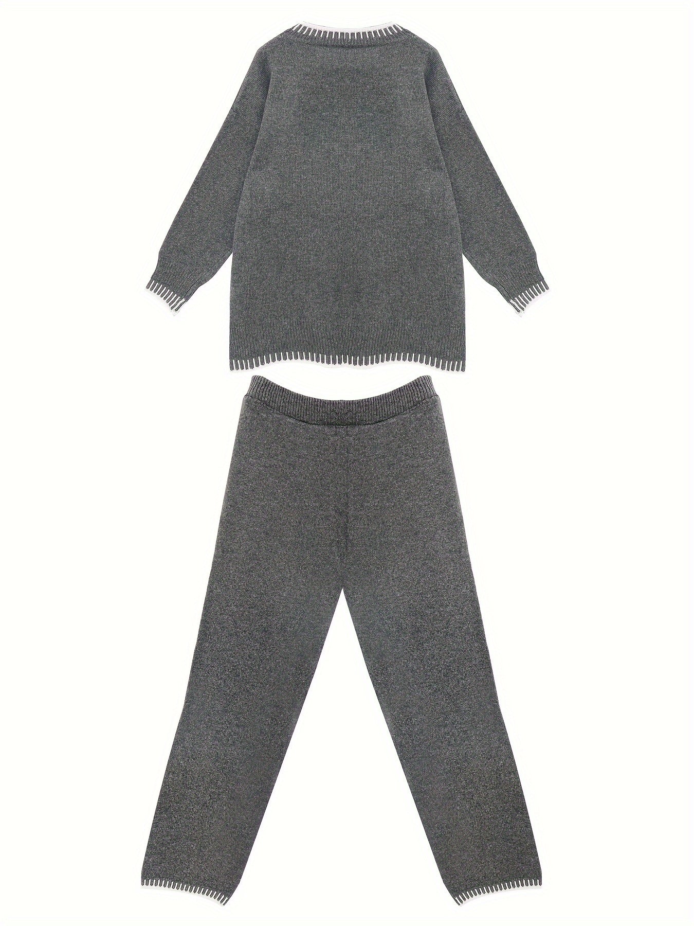 Girls Cotton Color-Blocked Pants and Sweater Set