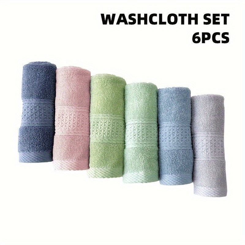 Set of 6 Cotton Wash Cloths in 6 Colors 33x33cm Highly Absorbent Bathroom Towels