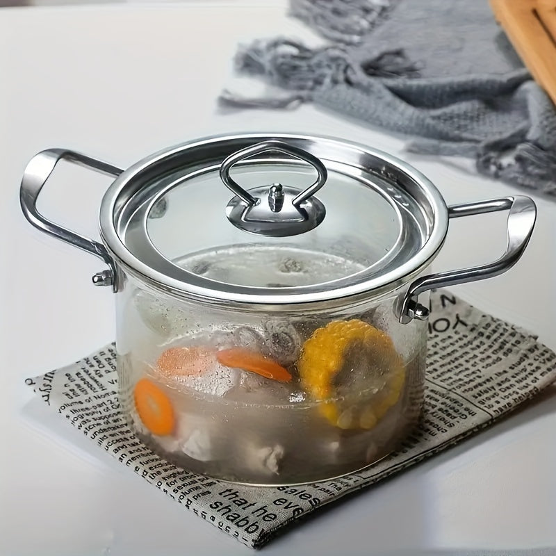 Large Capacity High-Boron Silicon Glass Soup Pot with Double Ears and Lid for Cooking