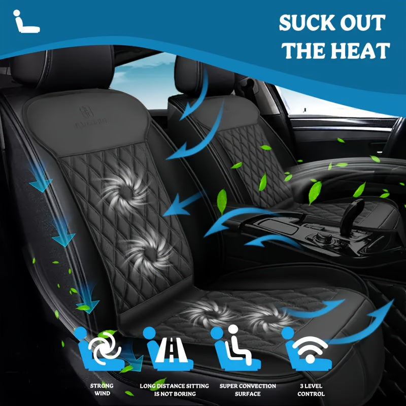Чехол-охладитель для автомобильного сиденья из искусственной кожи, летний охлаждающий подкладка, черный, регулируемый поток воздуха
