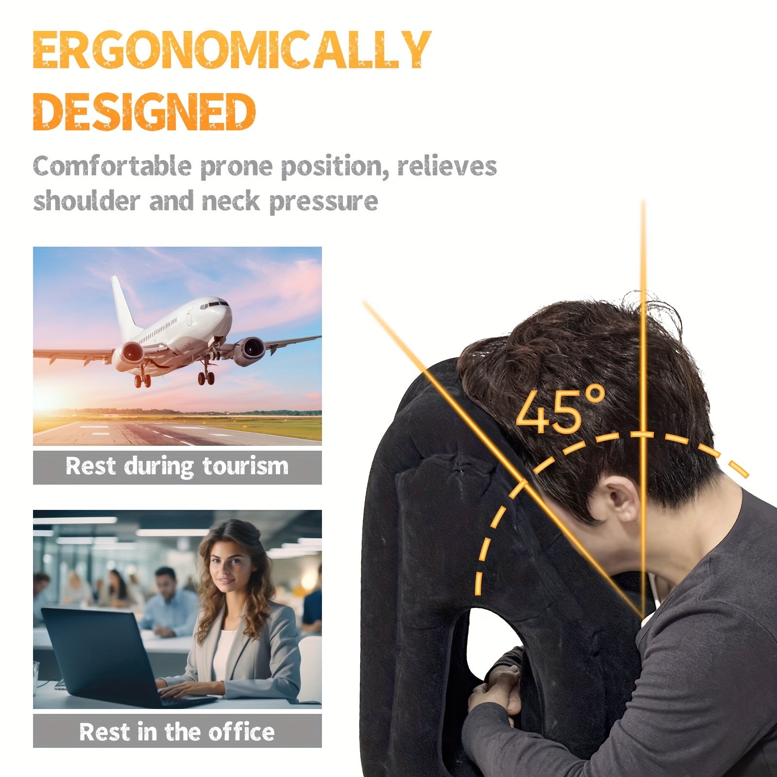 Inflatable Travel Pillow Neck Support for Airplanes Cars Buses Trains Camping