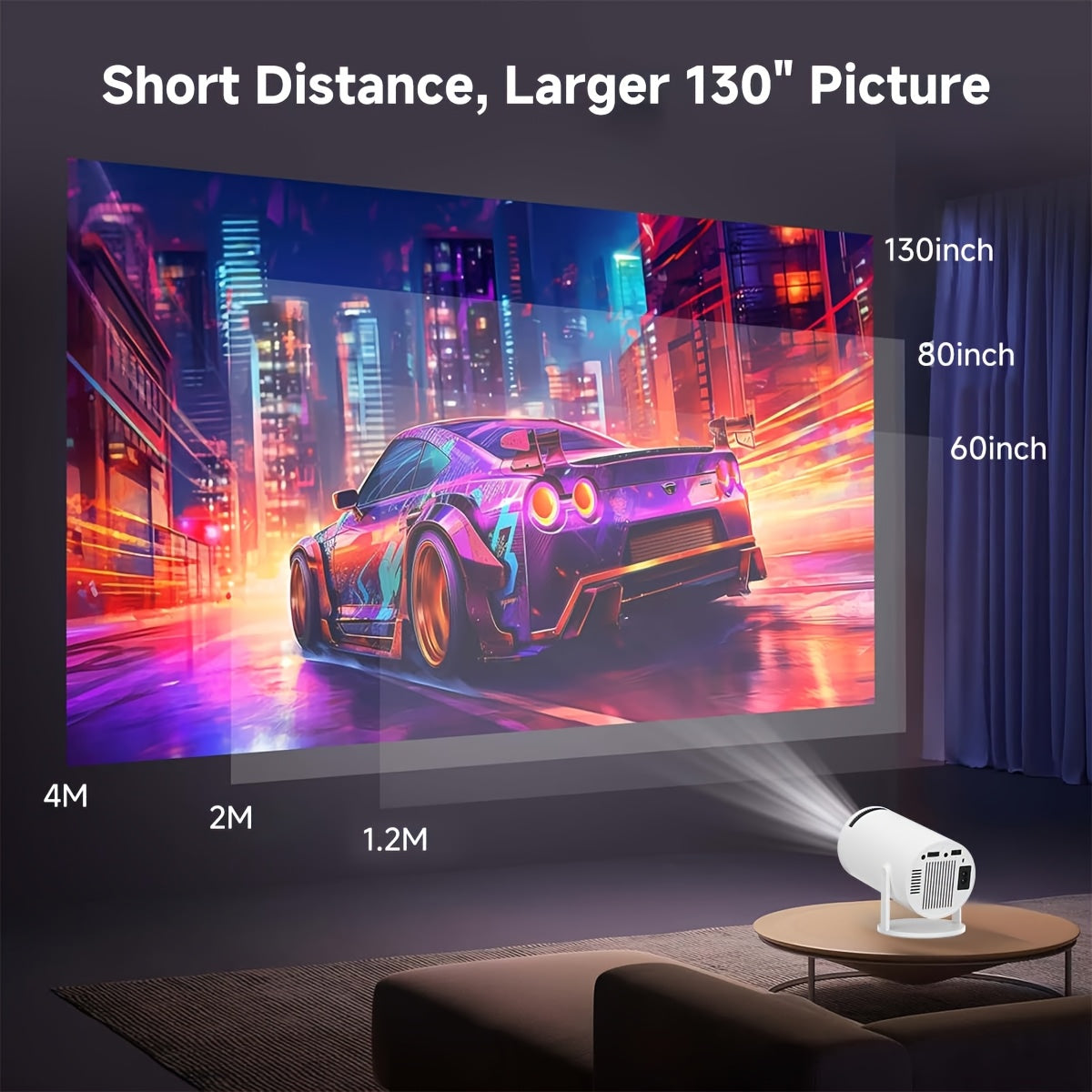Мини портативный беспроводной видеопроектор 4K HD с встроенными ТВ-приложениями