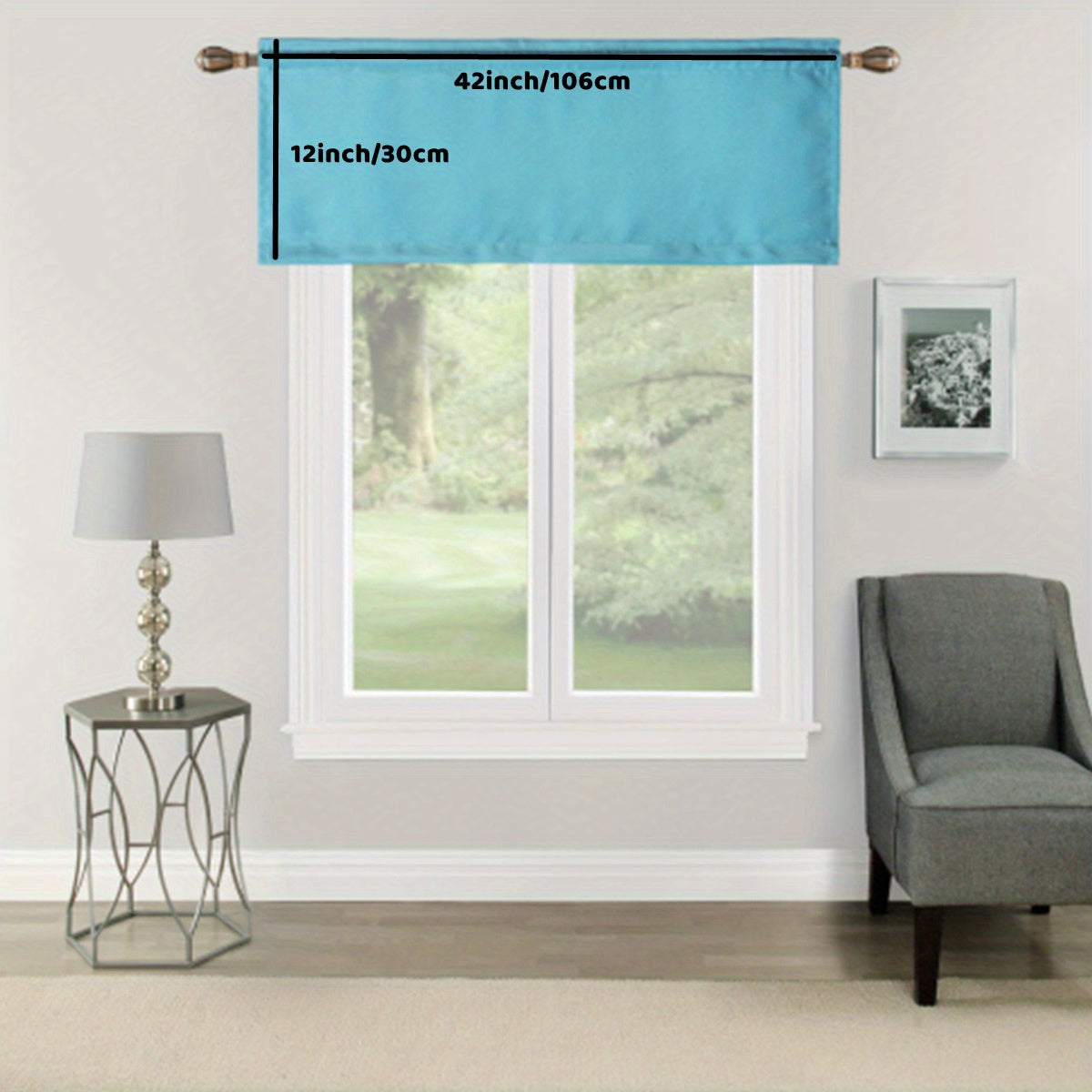 Solid Rod Pocket Valance Curtain with Rod Cover for Kitchen Bedroom Bathroom