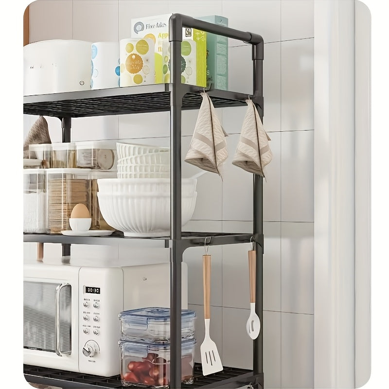Metal and Plastic Storage Rack for Kitchen Bathroom Living Room with Tiered Shelves