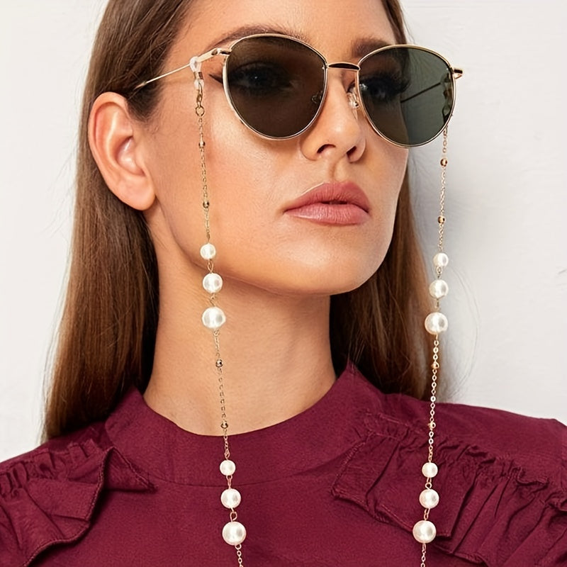 Cadena de perlas grande para gafas para hombres y mujeres, portagafas antideslizante y a la moda