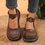 Women's Vintage-Inspired Platform Loafers Leather Breathable All-Season Shoes