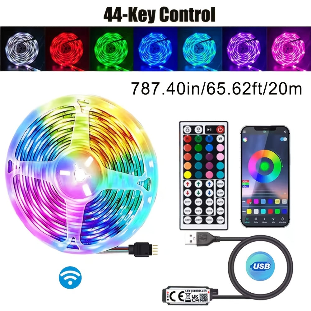 RGB LED chiroqlar chizig'i 91cm dan 29.87m gacha USB rang o'zgartirish masofadan boshqarish ilovasi bilan
