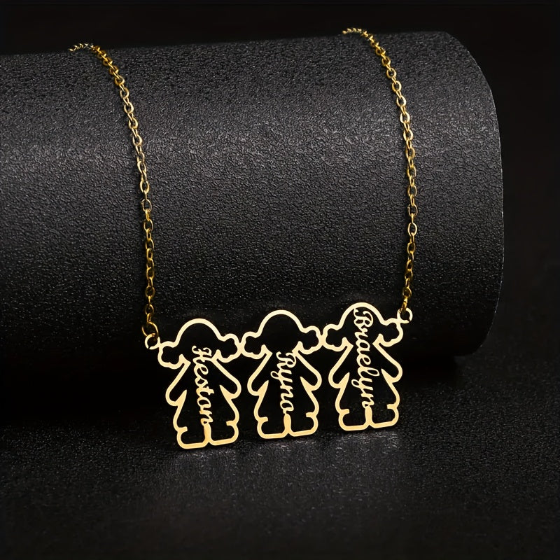 Personalized Stainless Steel Pendant Necklace with Multiple Names for Women