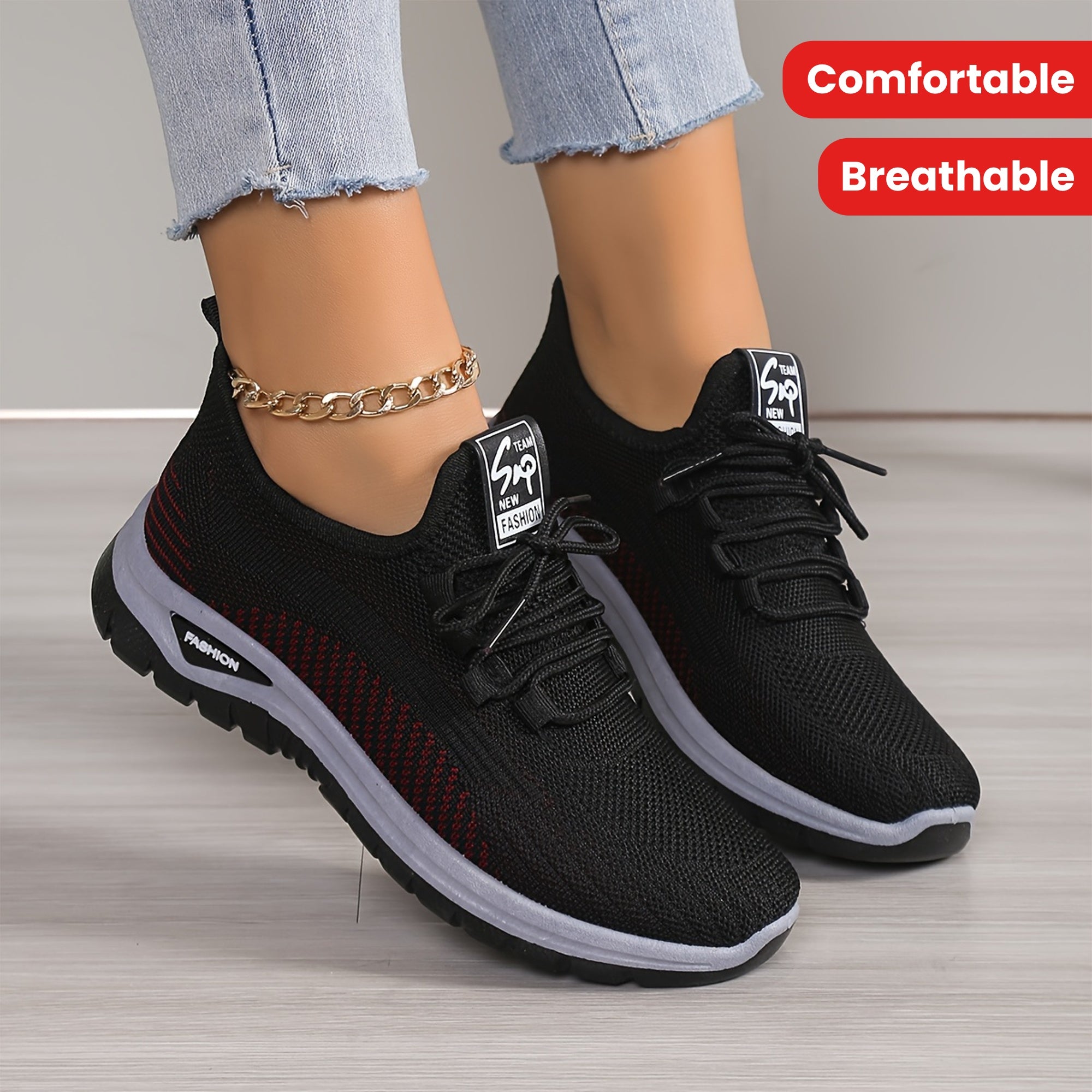 Ayollar uchun nafas oladigan knit platform sport poyafzallari, kundalik, bog‘lash va yugurish uchun oyoq kiyimlari