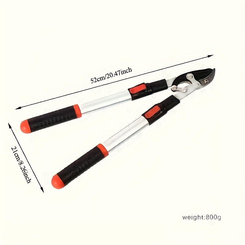 Tijeras de poda telescópicas clásicas con hoja de acero al carbono, antideslizantes y ambidiestras