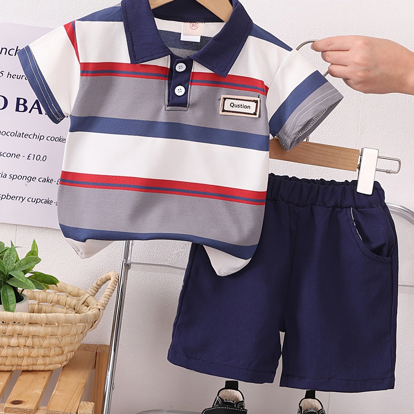 Boys Summer Outfit Plaid Shorts and Short-Sleeve Shirt Cotton Casual Age 12 Months+
