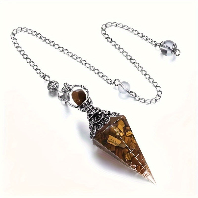 Amethyst Dowsing Pendulum with Natural Crystal and Hexagonal Resin Pendant