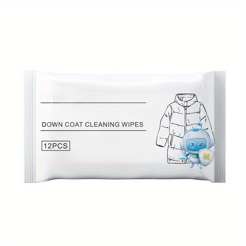 12 Portable Down Jacket Cleaning Wipes No Rinse Stain Remover for Clothes and Fabric
