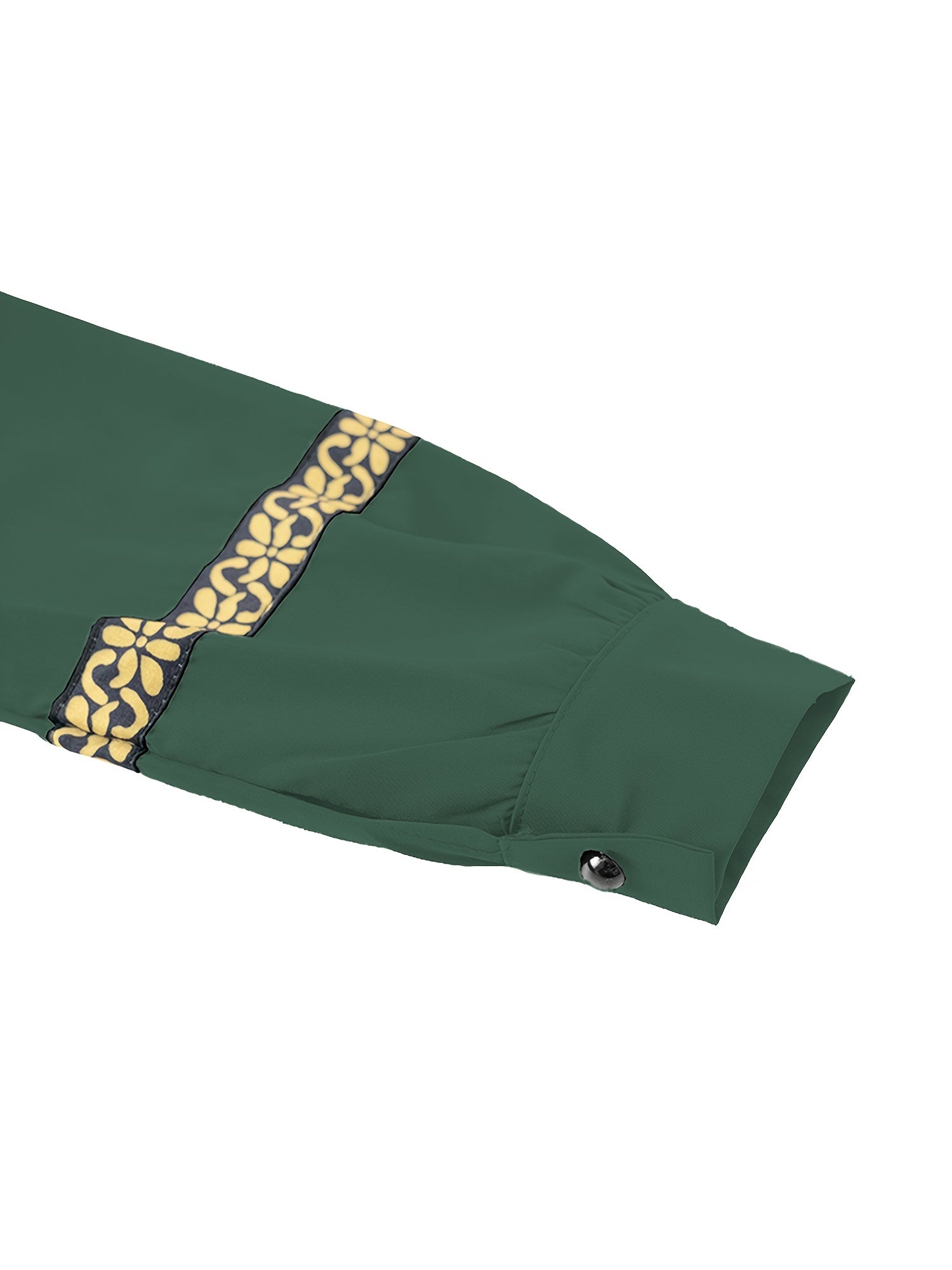 Ayollar uchun Ramazon kontrast trimli elegant uzun qo'lqopli maksi ko'ylak.