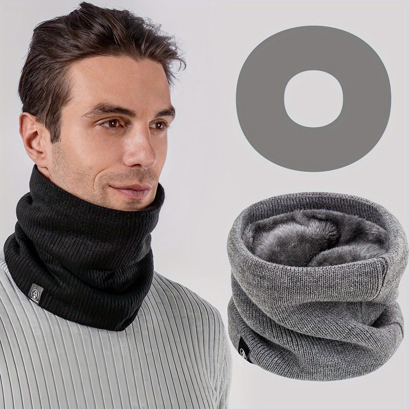 Winter Neck Gaiter Fleece-Lined Scarf for Men Women Cycling Mask Fake Collar