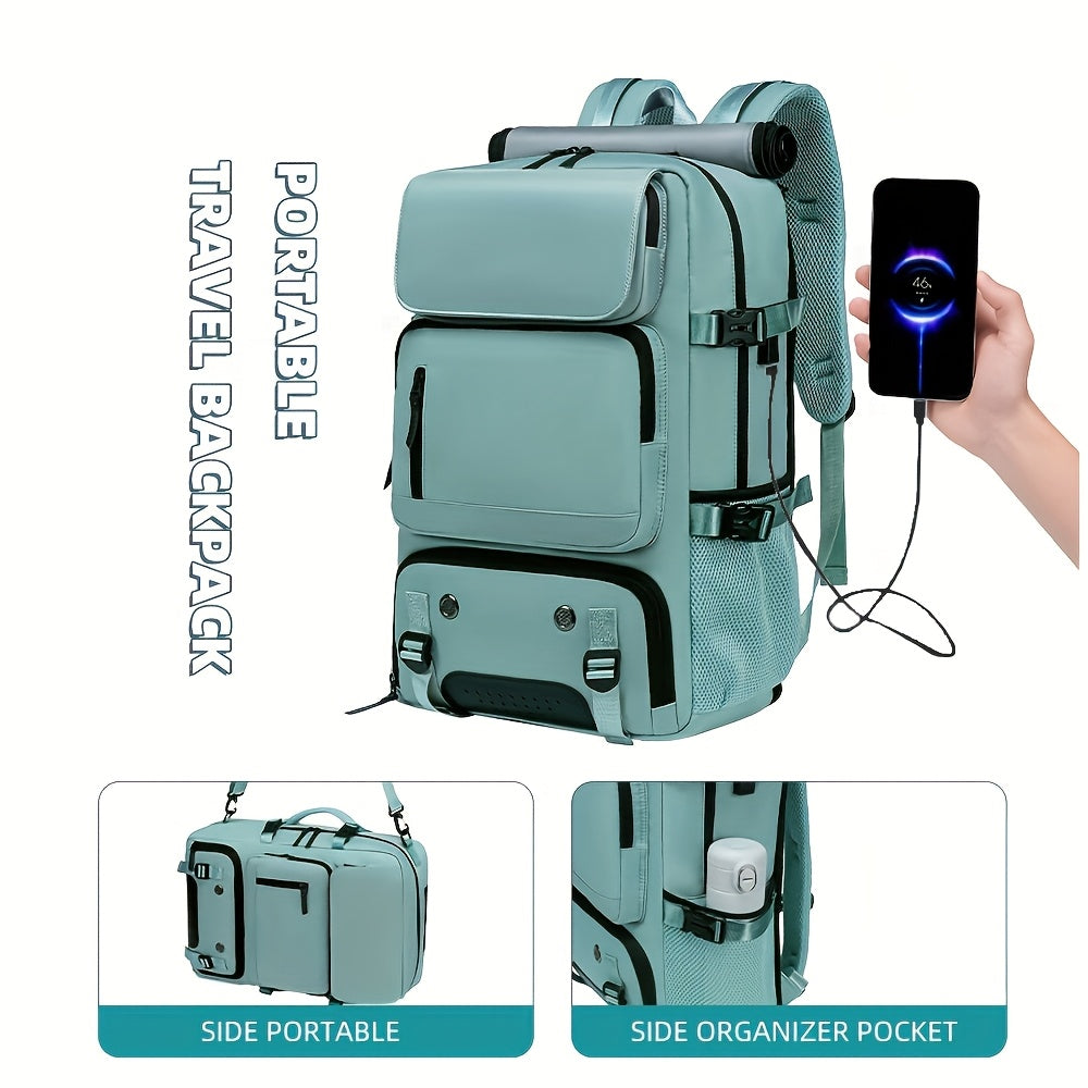 Unisex Water-Resistant Laptop Backpack for Business Travel and Daily Use with USB Charging and Large Capacity