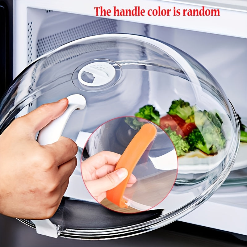 Microwave Food Cover Transparent Splash Proof Steam Vent Easy Grip Handle Kitchen Use