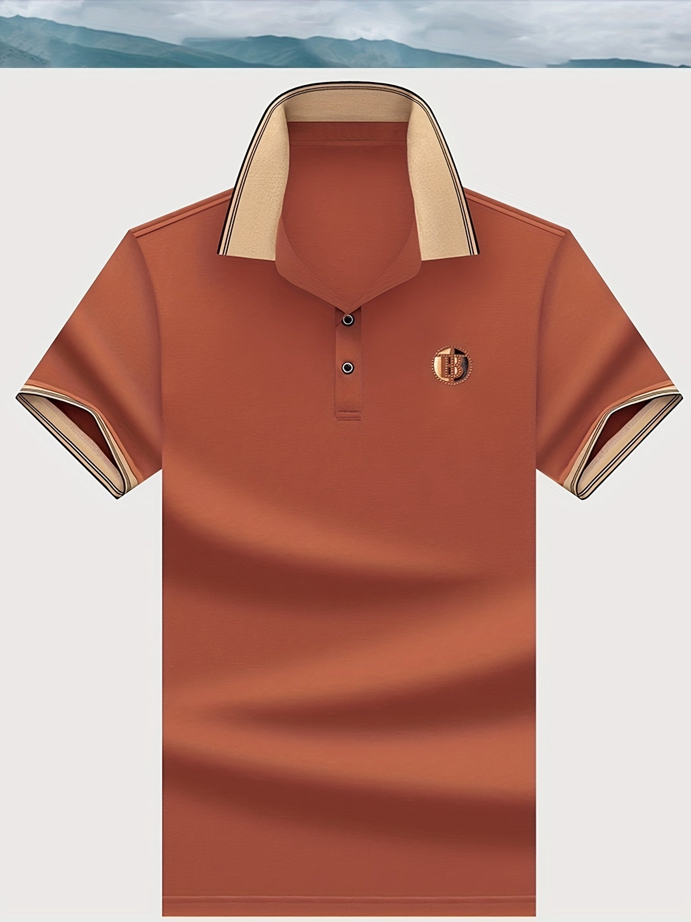 Camisa polo de verano para hombre con patrón geométrico bordado, punto de poliéster, ajuste regular, manga corta