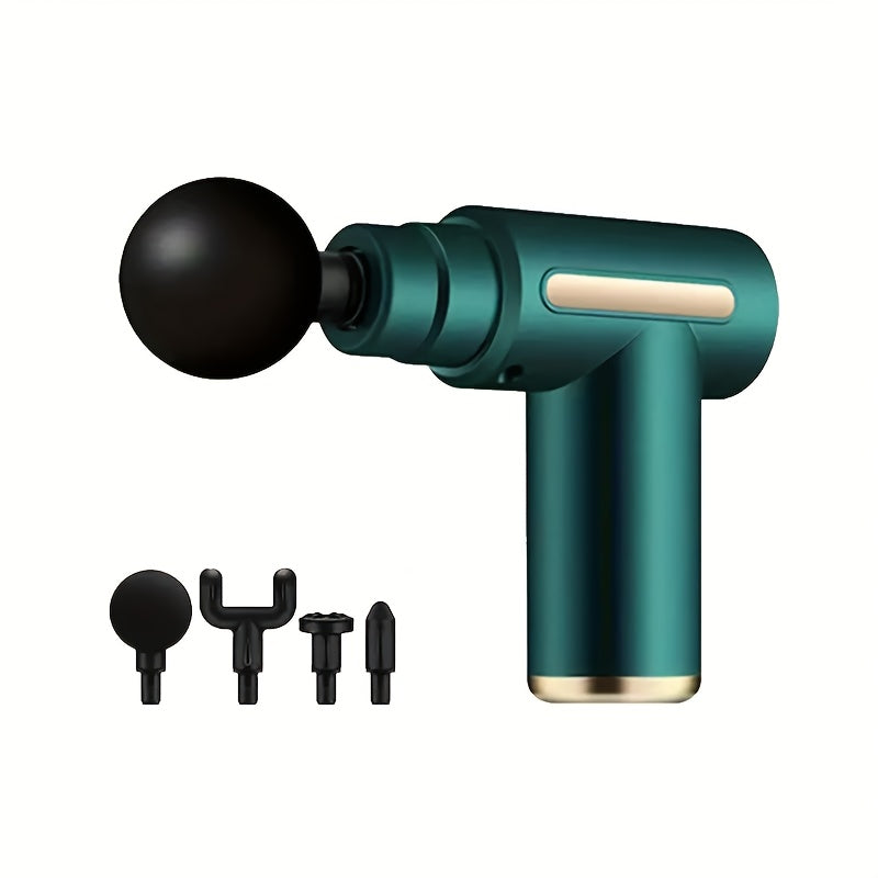 80W MiniPro USB Rechargeable Massage Gun with 4 Attachments Portable Handheld Black and Gold