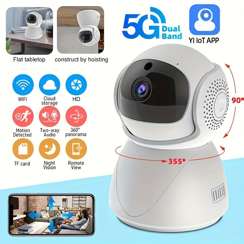 1080P HD Indoor Security Camera with Night Vision Auto-Tracking 355° View Wi-Fi Motion Detection