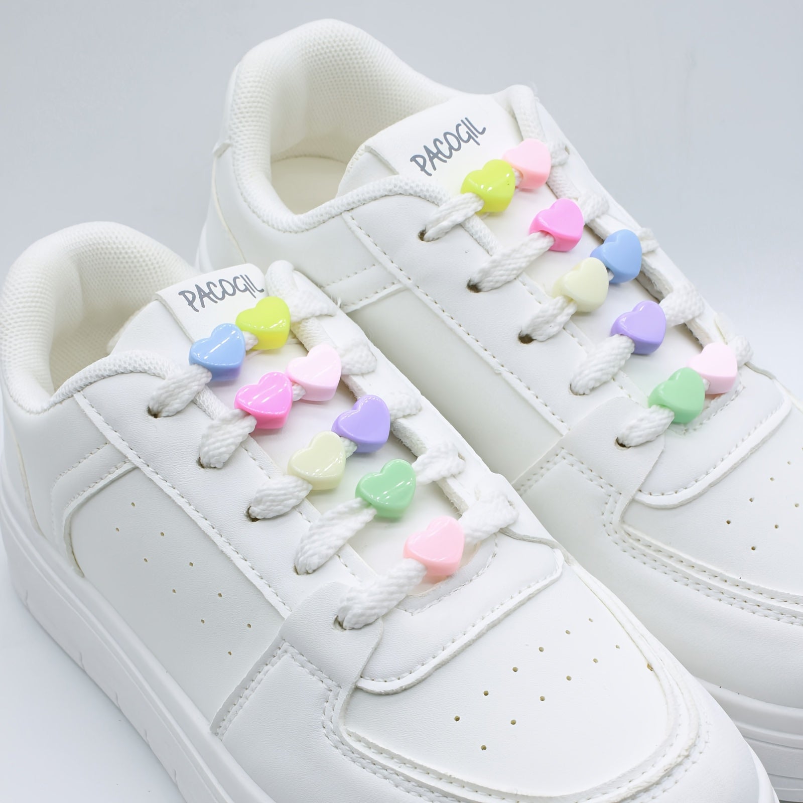 Kids Girl Colorful Heart Shoe Lace Charms 16Pcs Set