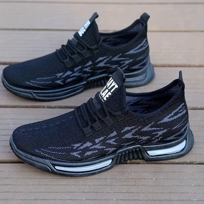 Men's Breathable Mesh Mid-Top Sneakers with Lace-Up Closure and PVC Sole