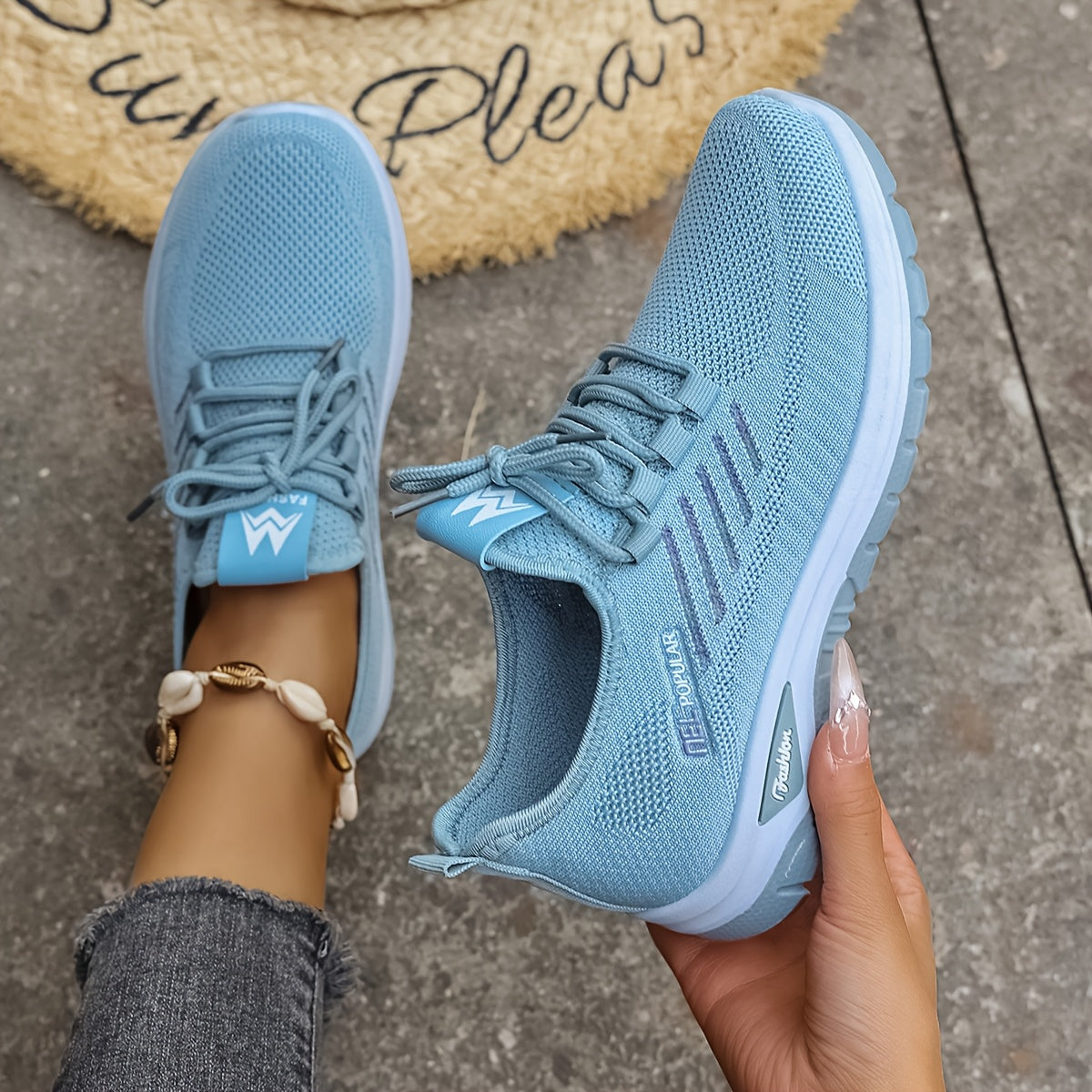 Women's Breathable Light Green Casual Sneakers for Walking and Running