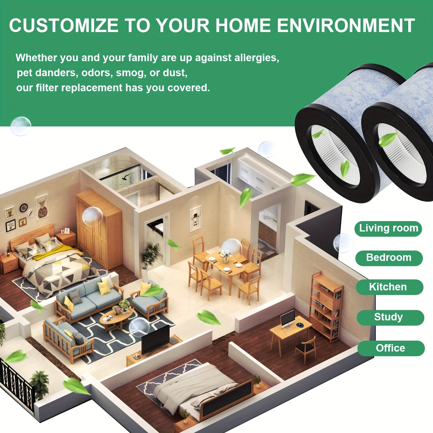 HEPA Replacement Filter for Air Purifiers High-Efficiency Particulate Air Filter