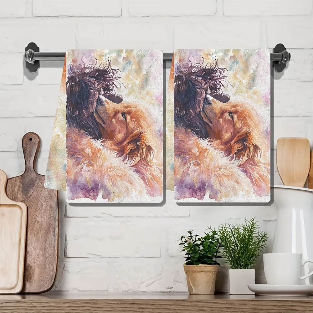 Coastal Style Kitchen Towels 40x60cm Absorbent Polyester Knit Hand Drying