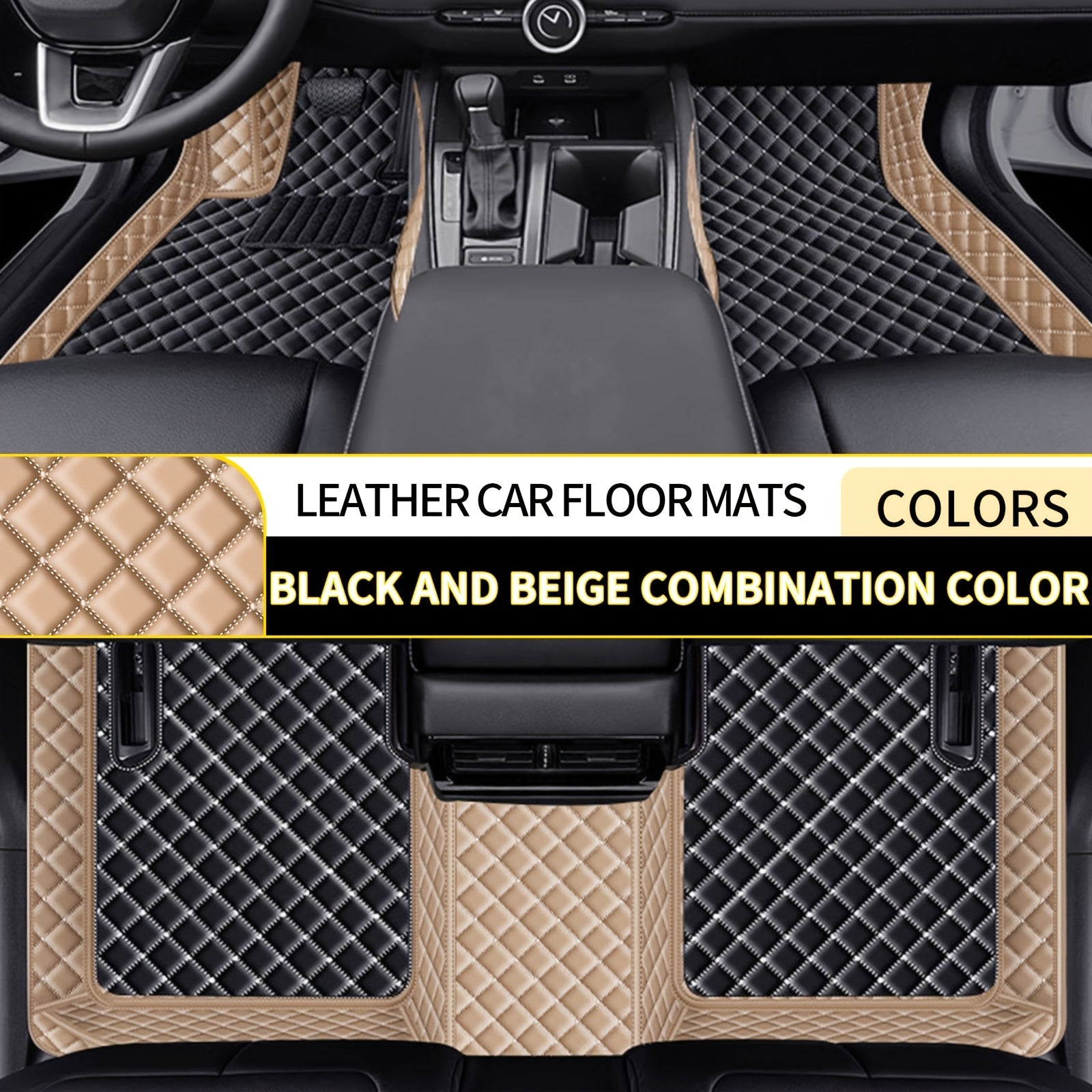 Car Floor Mat Waterproof PU Leather All-Weather Durable for Left-Hand Drive