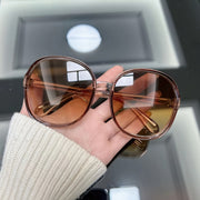 Women's Oversized Circular Sunglasses with Mirrored Lenses and Gradient Plastic Frames