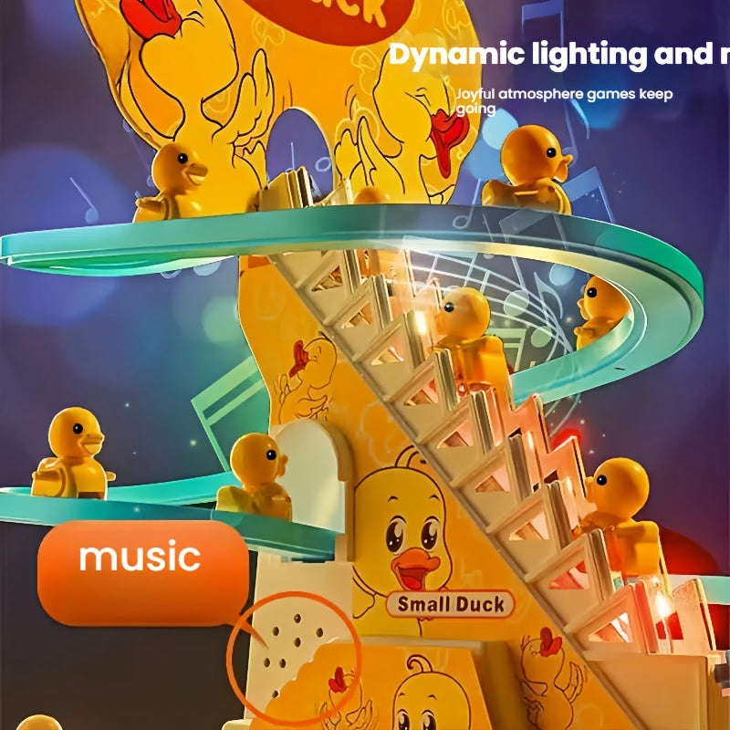Juguete de escaleras con pato de plástico para niños, con música y luces, para mayores de 3 años