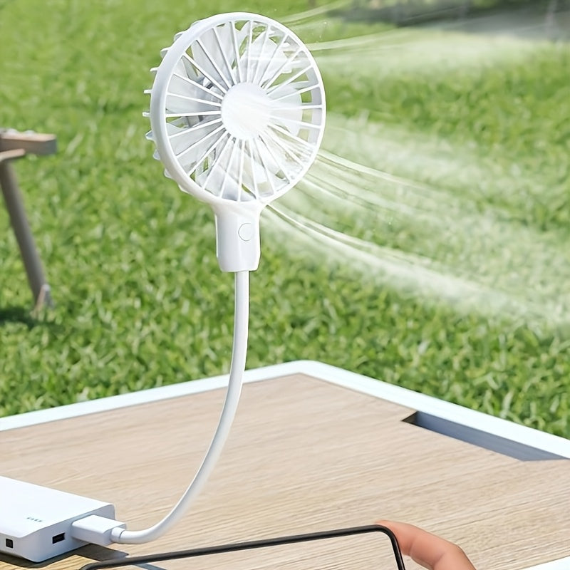 Portable USB Mini Fan for Camping Outdoor Relaxation Compact ABS Body White Blades