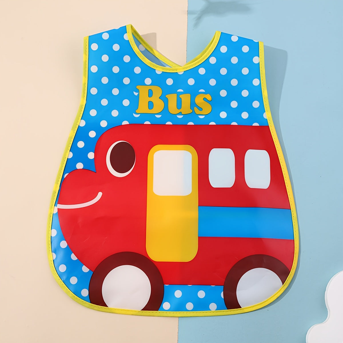 Kids Waterproof Feeding Bib Sleeveless Soft Polyester with Magic Tape Closure