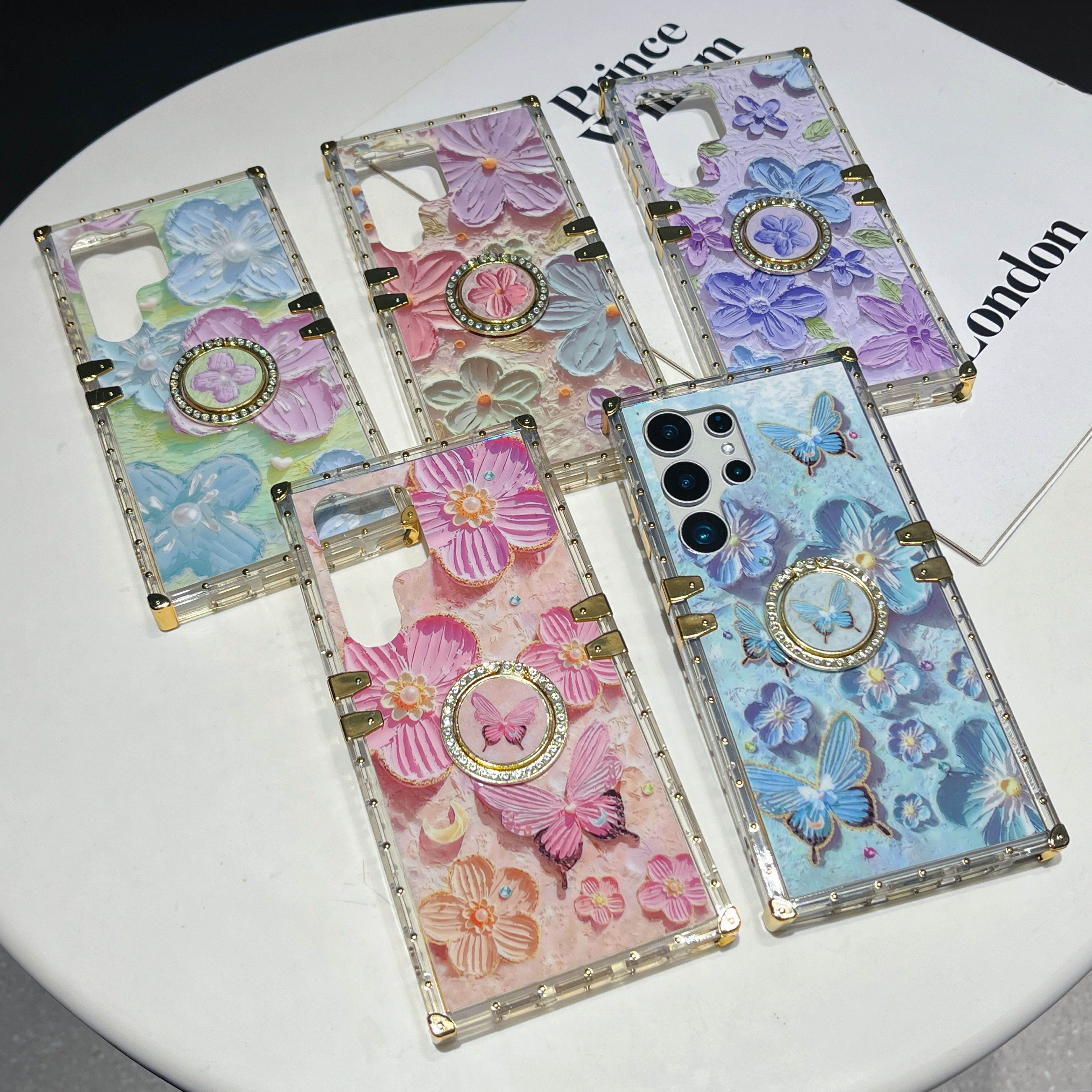 Vintage Oil Painting Flower TPU Phone Case with Ring Bracket for Samsung Galaxy S25 Ultra S24 Ultra S23 Ultra S22 Ultra S25 Plus S24 Plus S23 Plus S22 Plus S25 S24 S23 S22