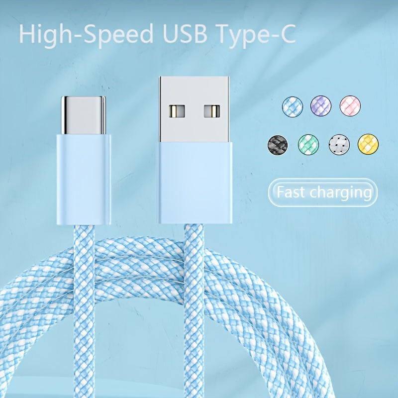 Круглый нейлоновый USB Type C кабель для быстрой зарядки и передачи данных, совместимый с iPhone, Samsung, Xiaomi, OnePlus