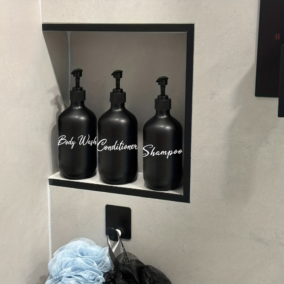 Black Soap Dispensers Set of 3 Refillable Liquid Storage Containers for Bathroom Shower